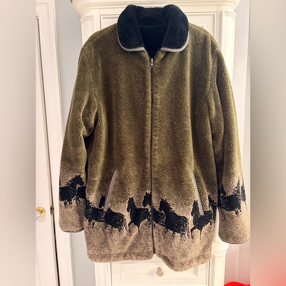 Arctic Circle Other - VTG Wild Horses Reversible Hooded Fleece Unique Western Men M Women XL
